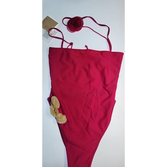 SAME LOS ANGELES One Piece Swimsuit Womens Fiusha Sz Medium Flower in The Throat - Picture 1 of 9
